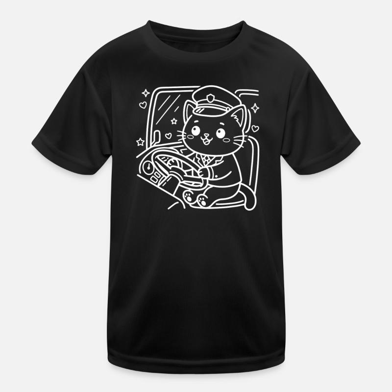 Kawaii Katze Busfahrer Kinder Funktions-T-Shirt