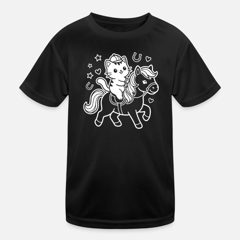 Kawaii Katze auf Pferd Kinder Funktions-T-Shirt