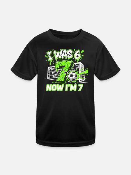 67 Six Seven Soccer Birthday Boy 7 Jahre - Kinder Funktions-T-Shirt - Schwarz