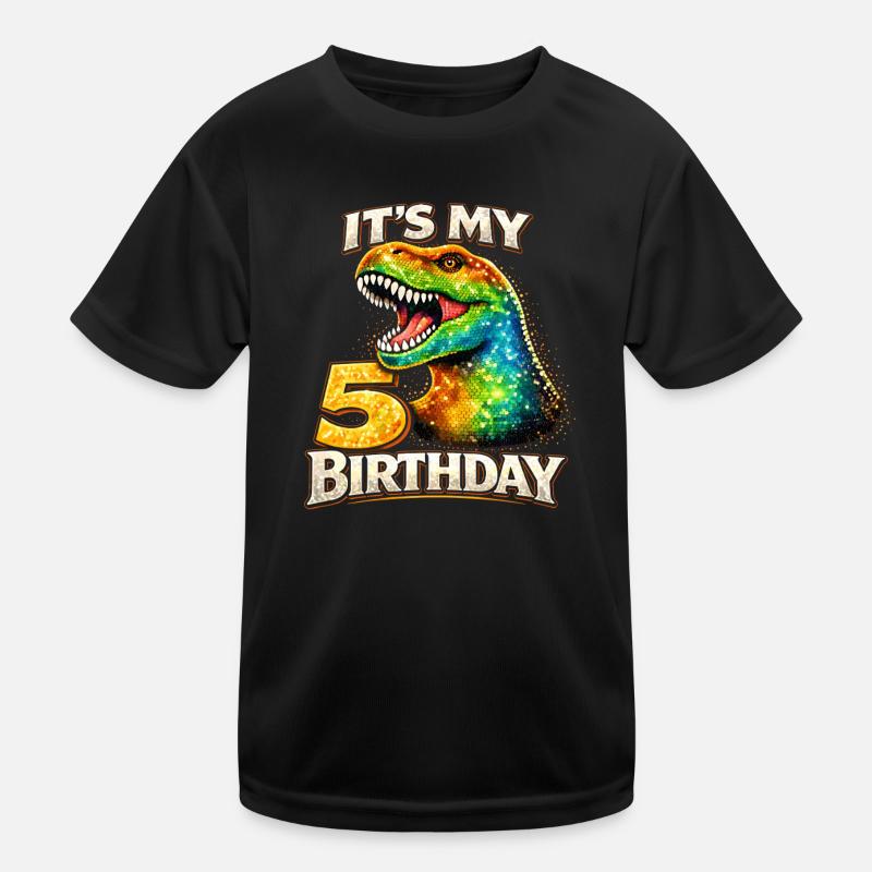 Its My 5 Birthday Dinosaur Party Kids Functional T-Shirt