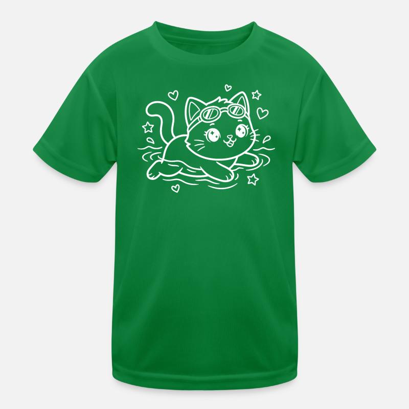Swimming Kawaii Cat Kids Functional T-Shirt
