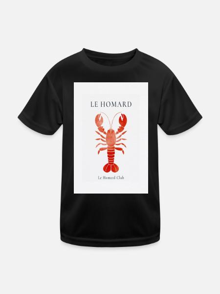 Le Homard Club reduziertes Hummer Design France - Kinder Funktions-T-Shirt - Schwarz - Vorne