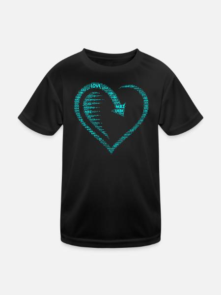 Großes Herz, Herz, Pfeil mit Liebe, Liebesherz  - Kinder Funktions-T-Shirt - Schwarz - Vorne