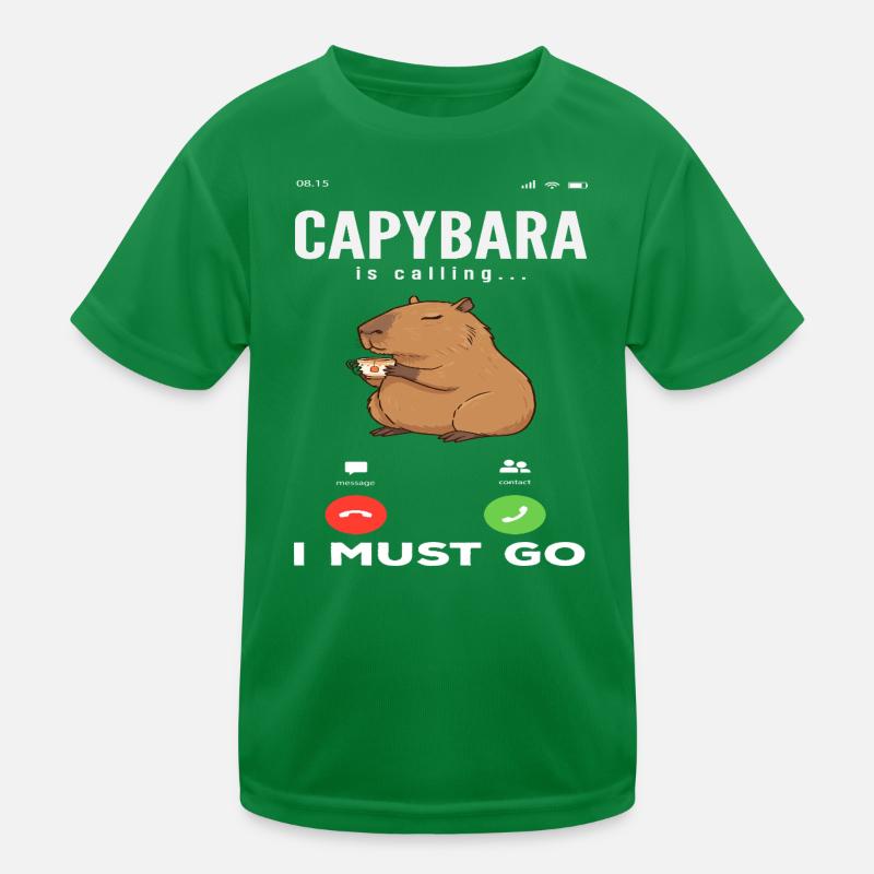 Phone Call Calling Capybaras Cute Kids Functional T-Shirt
