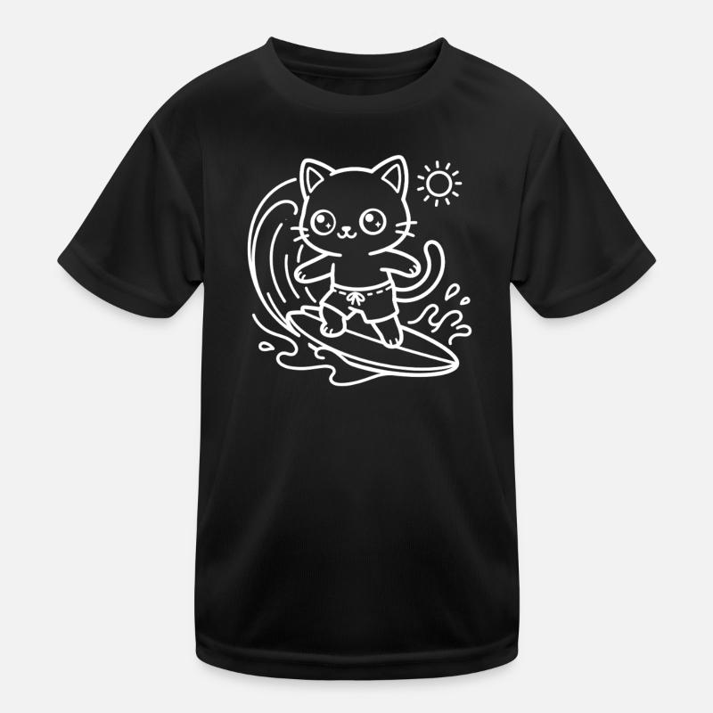 Kawaii Katze Surfer Kinder Funktions-T-Shirt