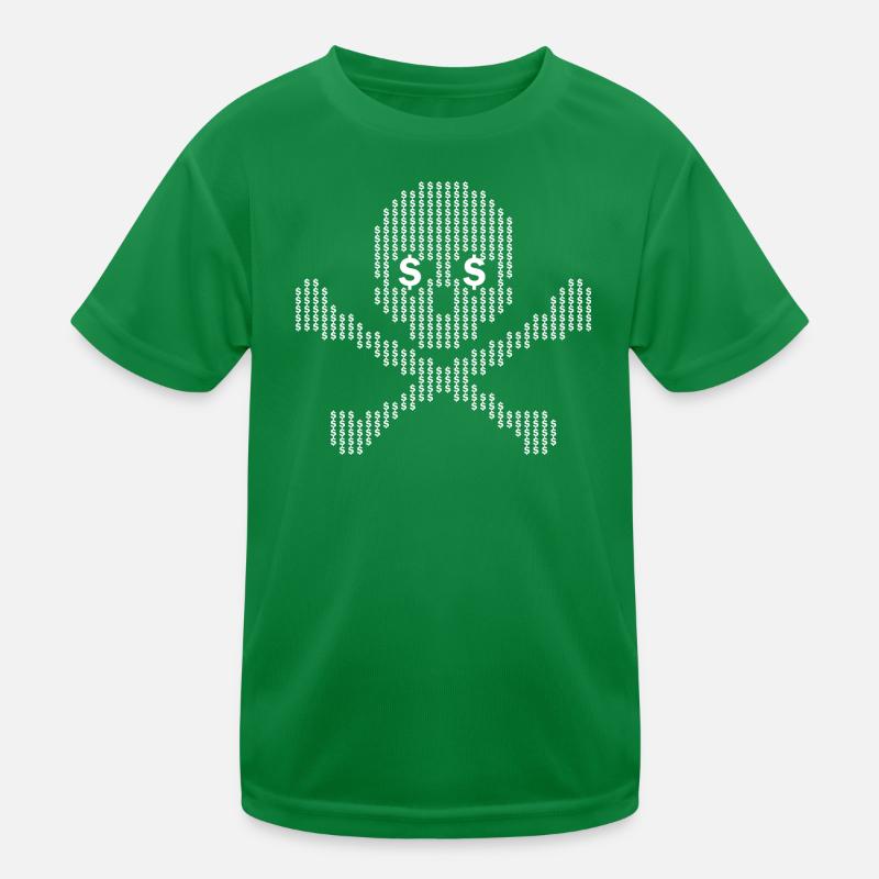 Dollar Skull Crossbones Kids Functional T-Shirt