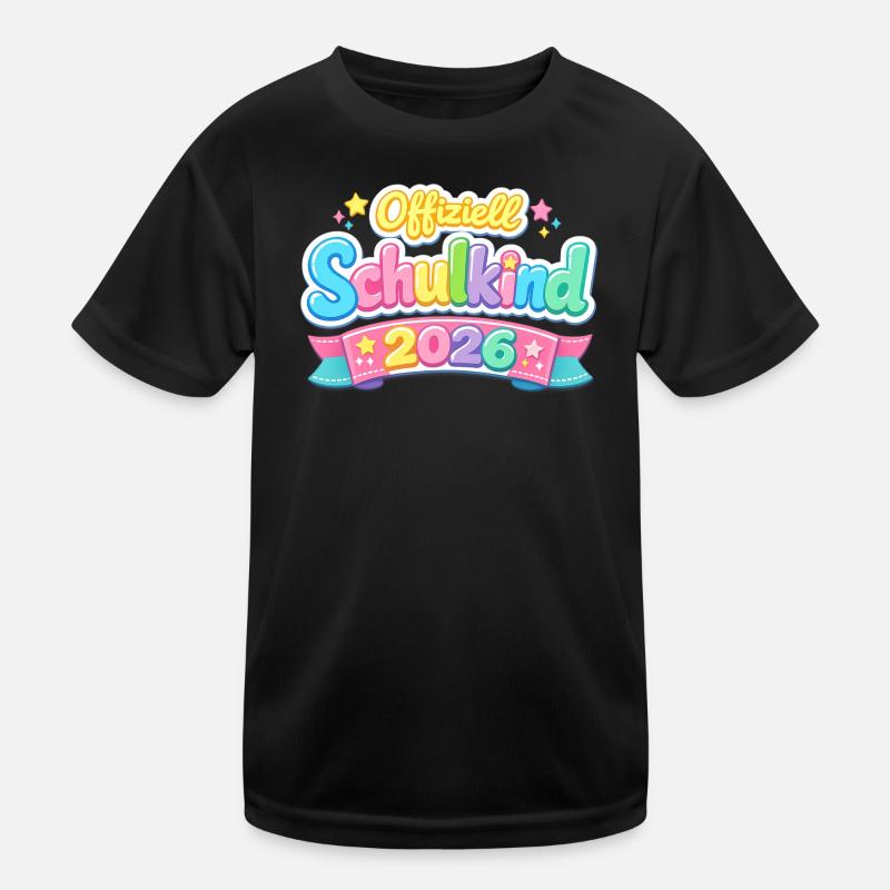 Offiziell Schulkind 2026 Einschulung Geschenk - Kinder Funktions-T-Shirt - Schwarz