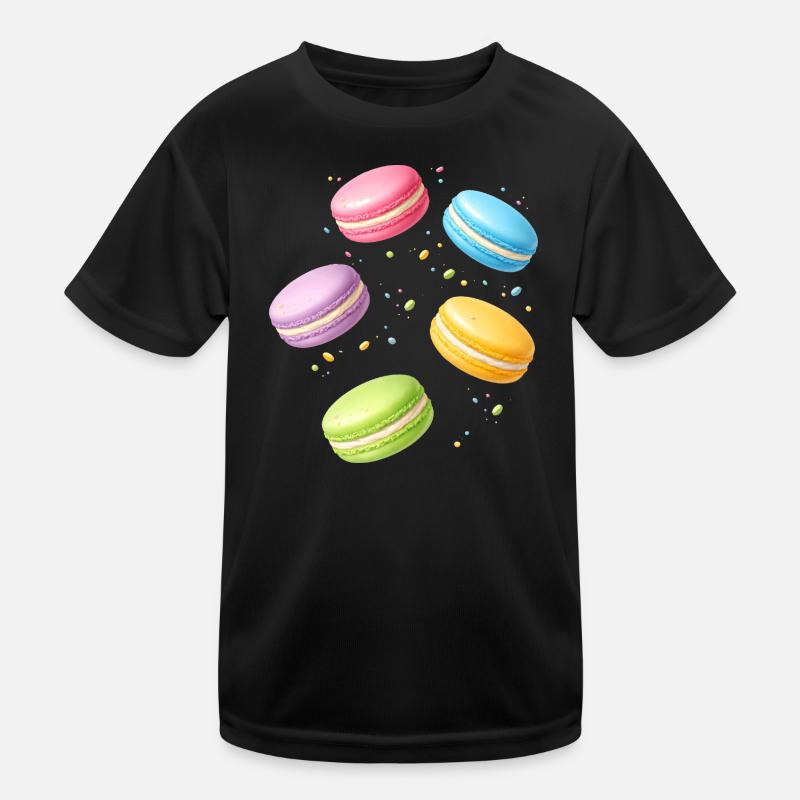 Colorful Macarons Pastel Dessert Motif Kids Functional T-Shirt
