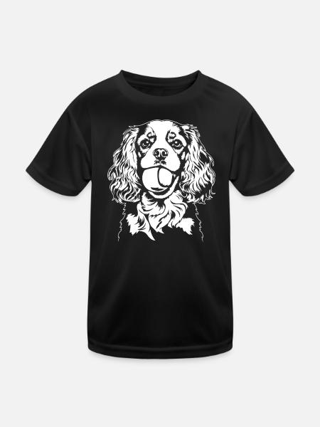 Cavalier King Charles Spaniel Ball Hunde Wilsigns - Kinder Funktions-T-Shirt - Schwarz - Vorne