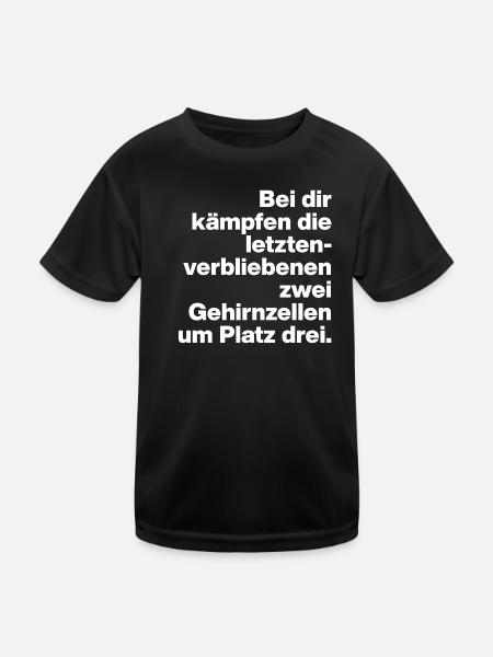 BEI DIR KÄMPFEN GEHIRNZEELLEN, SARKASMUS, FRECH - Kinder Funktions-T-Shirt - Schwarz - Vorne