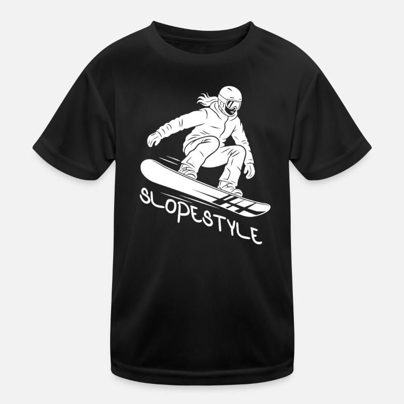 Slopestyle Snowboard Action Geschenk Kinder Funktions-T-Shirt