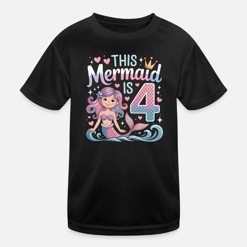 Meerjungfrau 4. Geburtstag 4 Jahre Kinder Funktions-T-Shirt
