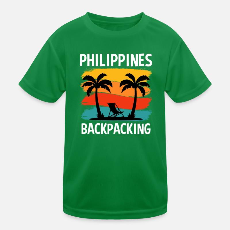 Philippines Backpacking Sunset Design Kinder Funktions-T-Shirt