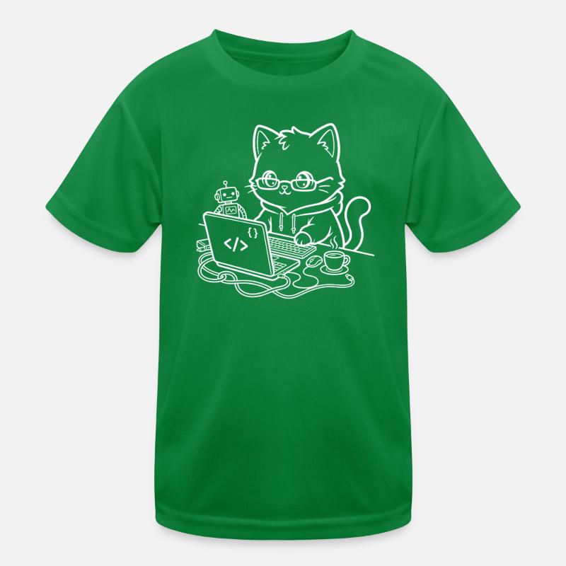 Coder Kawaii Katze Programmierer Kinder Funktions-T-Shirt