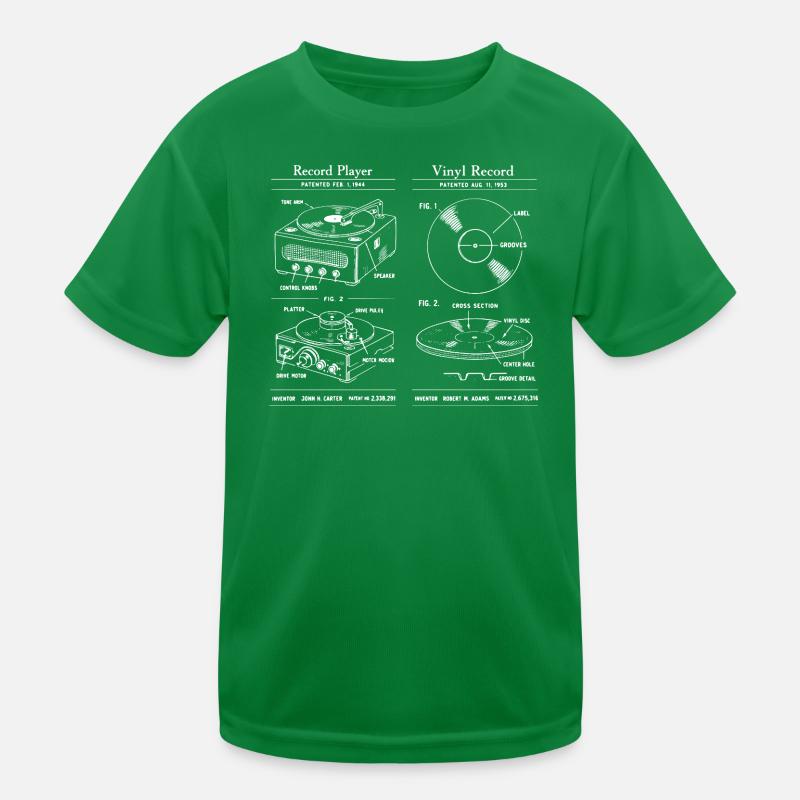 Retro Record Player Blueprint Kids Functional T-Shirt