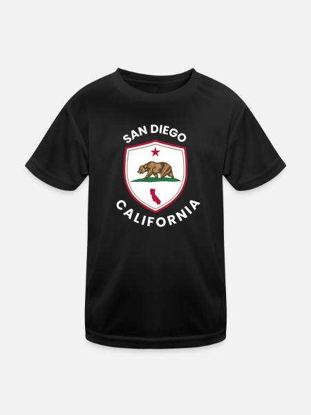 Drapeau de l’Ours de San Diego - T-shirt sport Enfant - noir