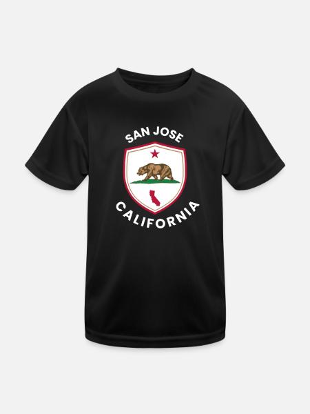 San Jose Shield Bear Emblem - Kinder Funktions-T-Shirt - Schwarz - Vorne