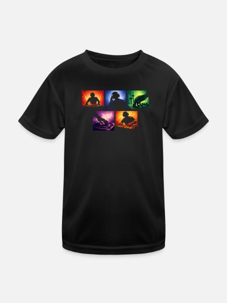 Schallwellen DJ-Set Farbexplosion - Kinder Funktions-T-Shirt - Schwarz - Vorne