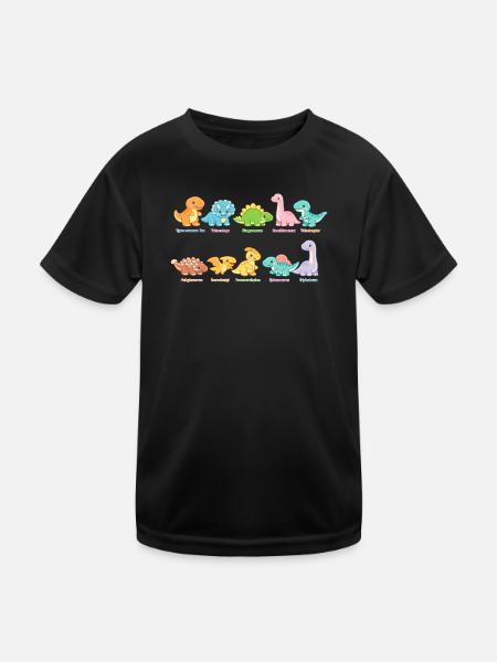 Colorful dinosaur troupe Cute dinosaurs - Kids Functional T-Shirt - black