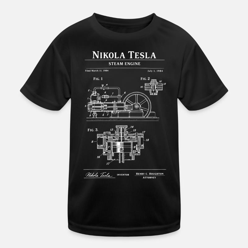 Steam Engine Blueprint Kids Functional T-Shirt
