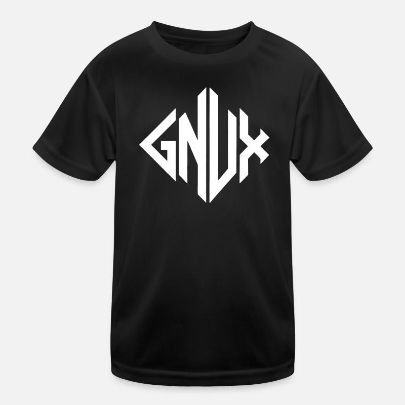 Gnux-Monogrammgeometrie - Kinder Funktions-T-Shirt - Schwarz
