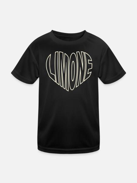 Limone sul Garda Typo Herz - Kinder Funktions-T-Shirt - Schwarz - Vorne