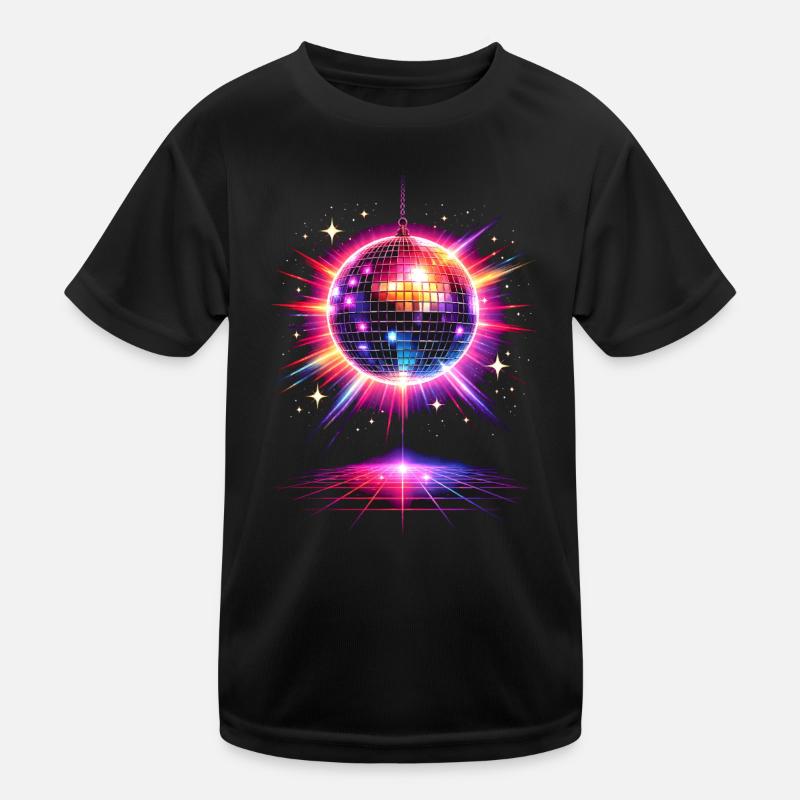 Disco Ball Neon 80s Design Kids Functional T-Shirt