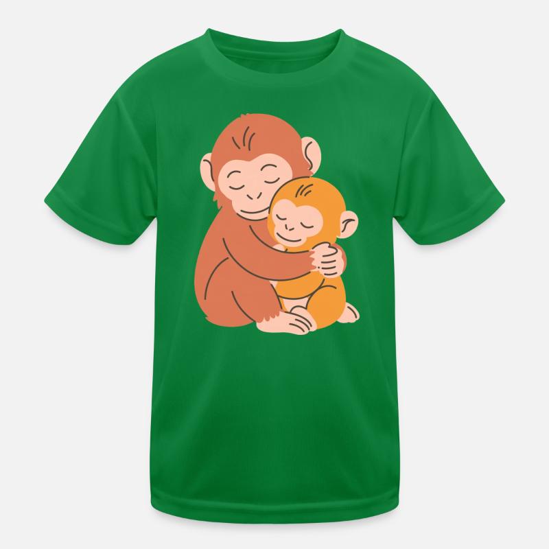 Affenmutter und Baby umarmen sich Kinder Funktions-T-Shirt