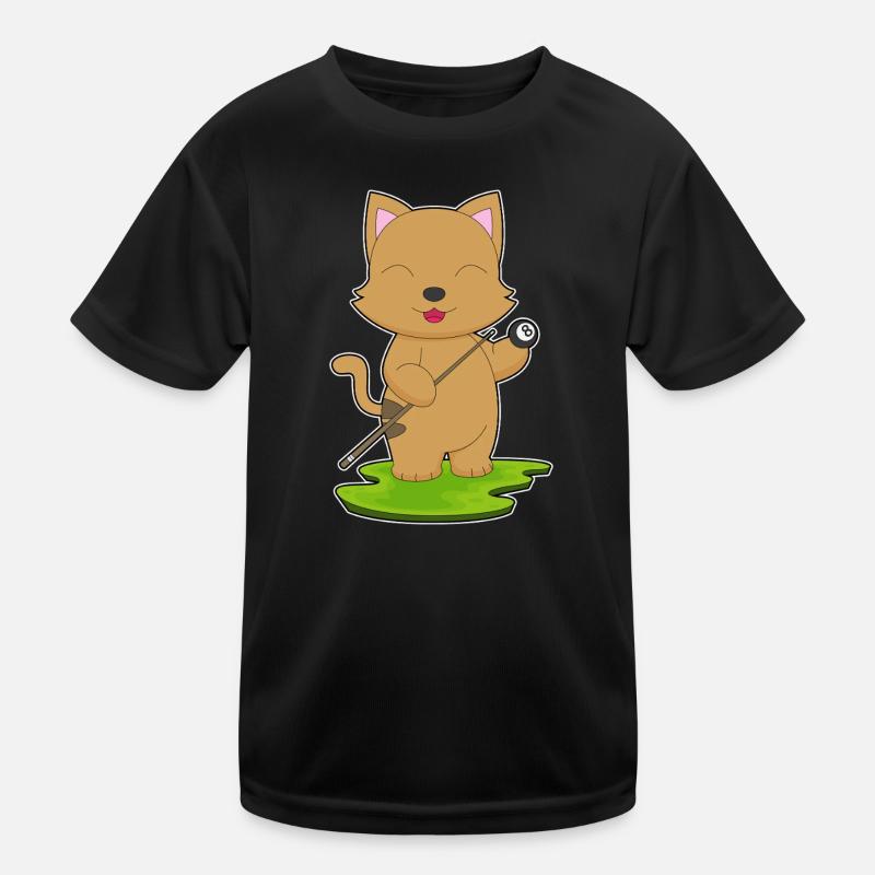 Katze Billiard Queue Sport Kinder Funktions-T-Shirt