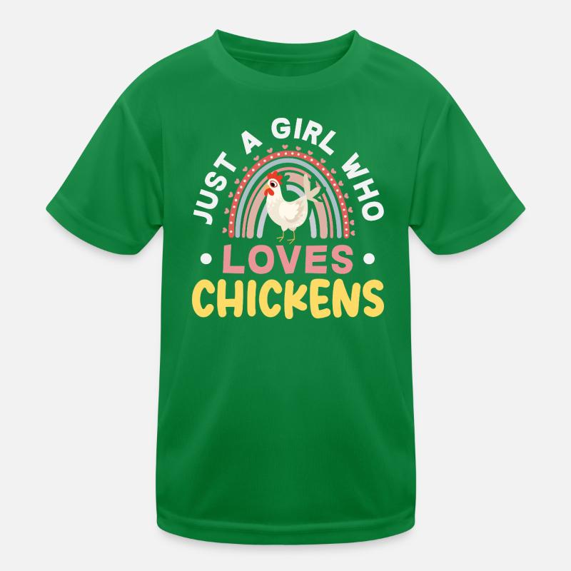 Mädchen das Hühner liebt Regenbogen Kinder Funktions-T-Shirt