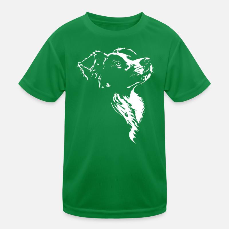 Border Collie Silhouette Hütehunde Hunde Wilsigns Kinder Funktions-T-Shirt