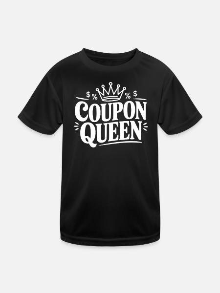 Couponkönigin - Kinder Funktions-T-Shirt - Schwarz - Vorne