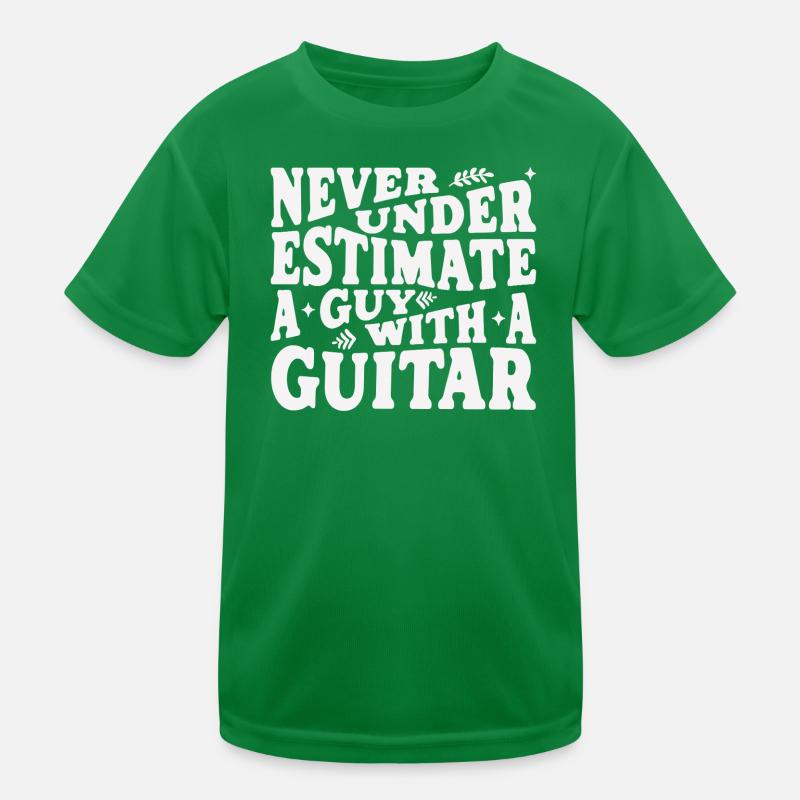 Never underestimate a guy with a guitar weiss Kids Functional T-Shirt