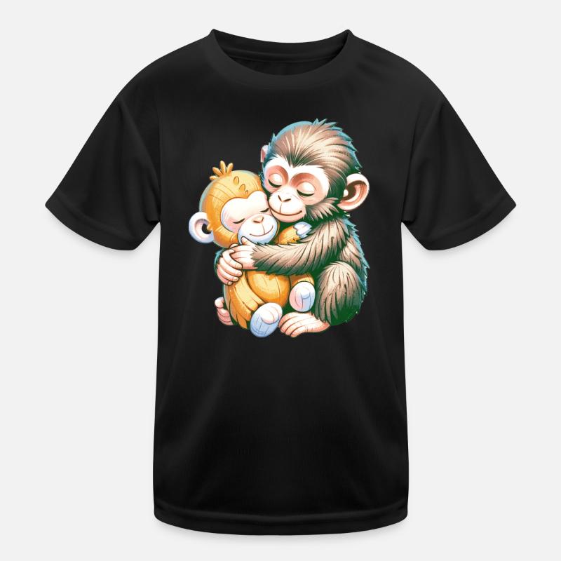 Hugging Monkeys Embrace Kids Functional T-Shirt