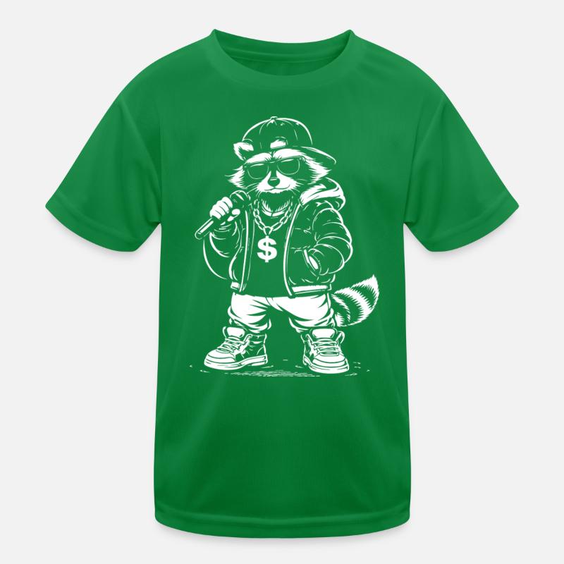 Rappender Waschbär mit Bling Kinder Funktions-T-Shirt