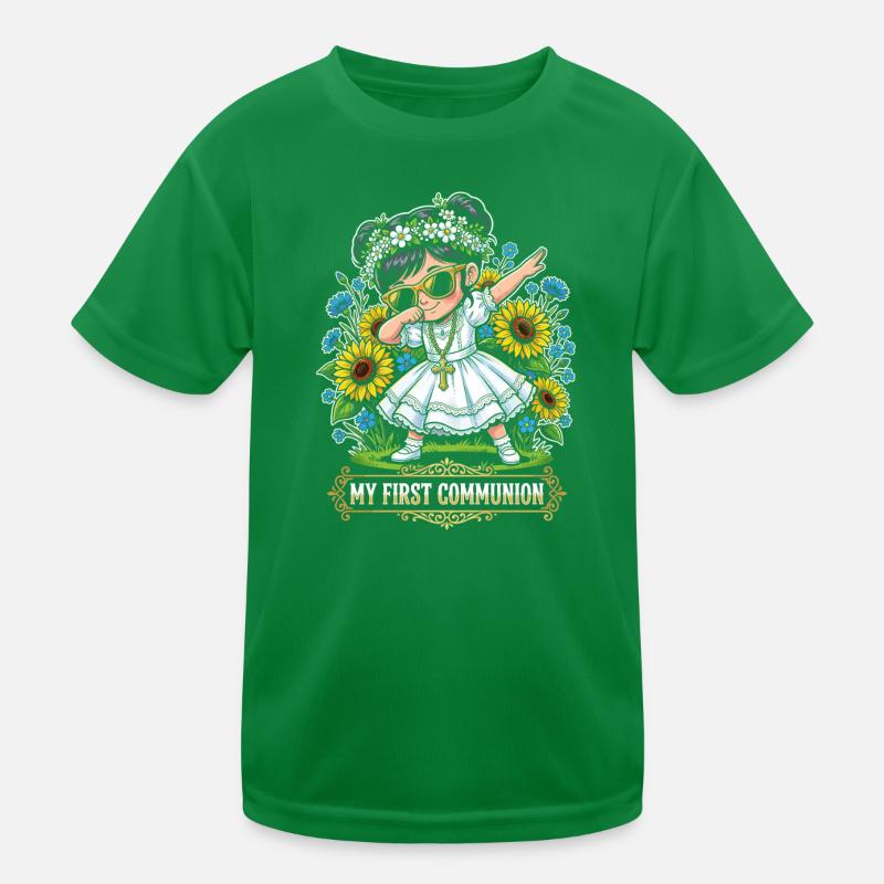 Erstkommunion Blütentanz Mädchen Kinder Funktions-T-Shirt