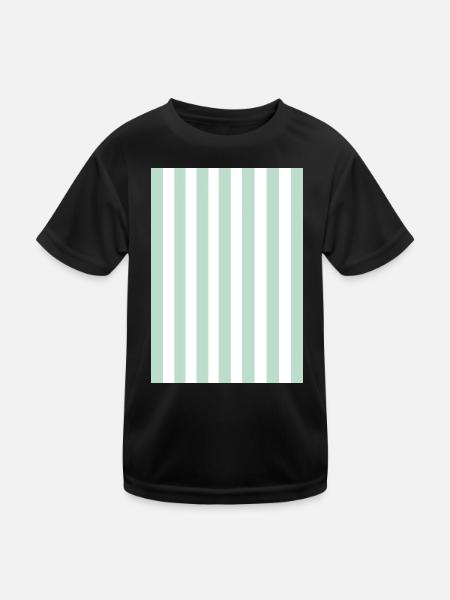 Stripes - green, white, personalizable - Kids Functional T-Shirt - black