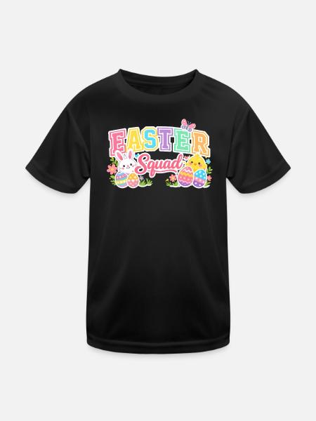 Ostern Squad Bunte Eier Küken - Kinder Funktions-T-Shirt - Schwarz