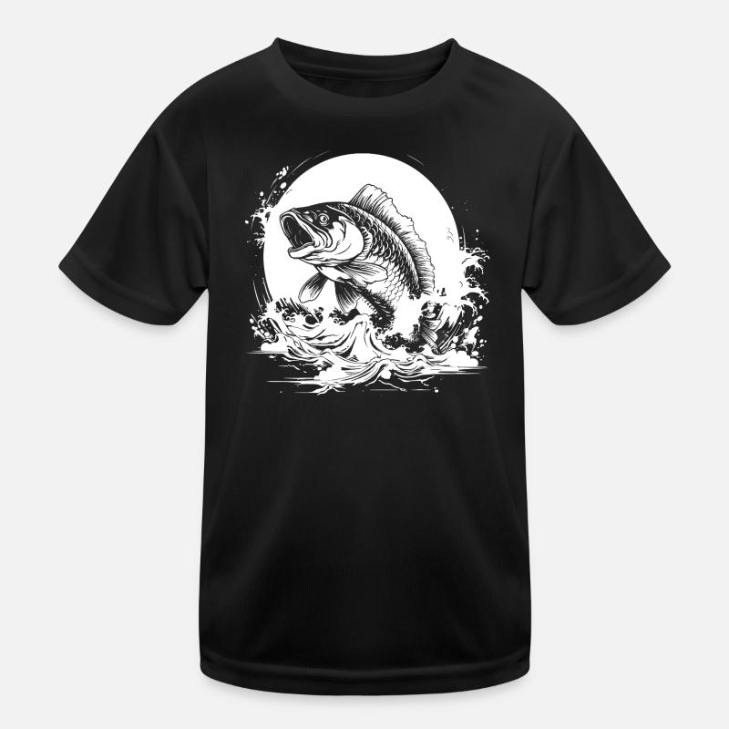 Fischerei Zeichnung Kinder Funktions-T-Shirt