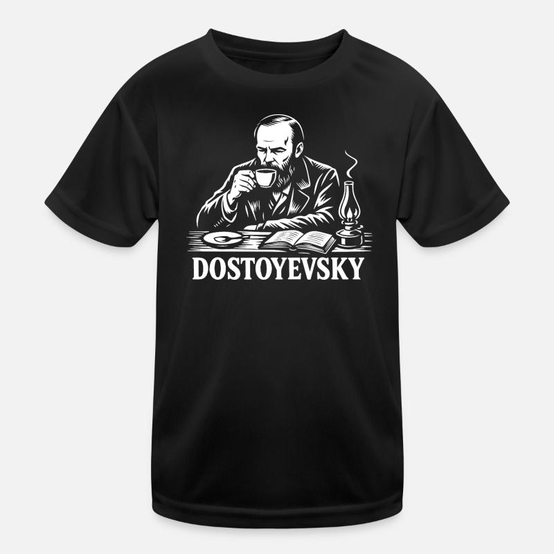 Dostoyevsky drinking Coffee Portrait Kids Functional T-Shirt