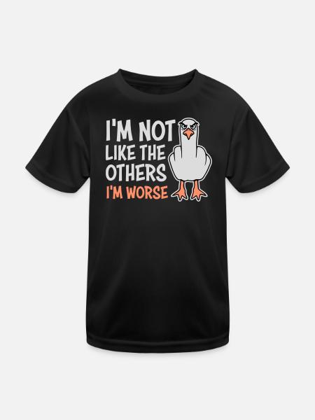 Middle Finger Seagull In Not Like The Others I'm Worse - Kids Functional T-Shirt - black - Front