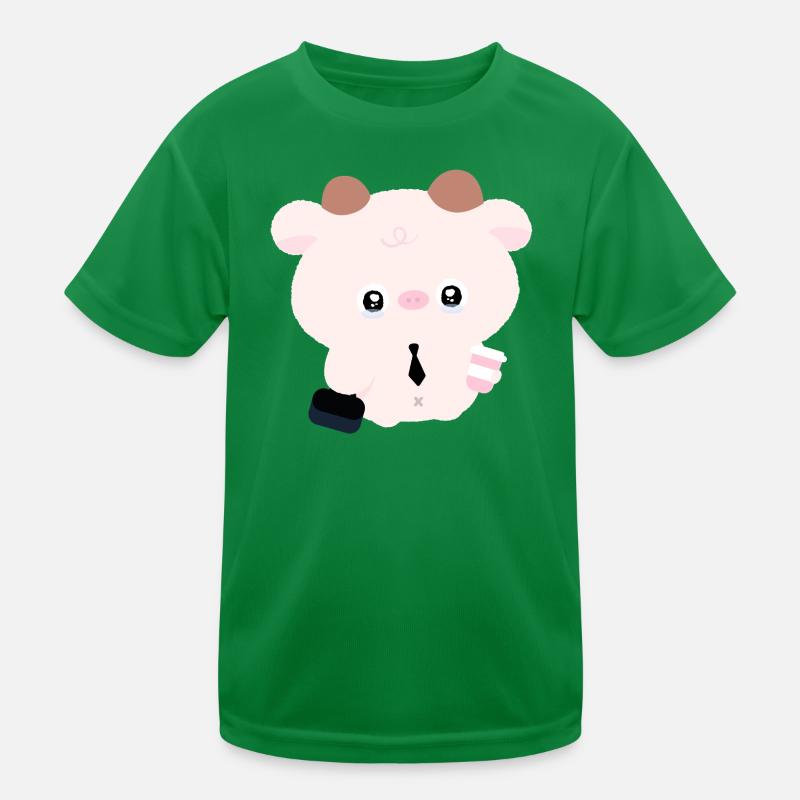 Kawaii-Kuh im Gleichstand mit Kaffee Kinder Funktions-T-Shirt