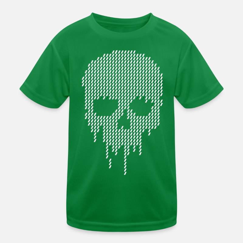 Tropfender Pixelschädel Kinder Funktions-T-Shirt
