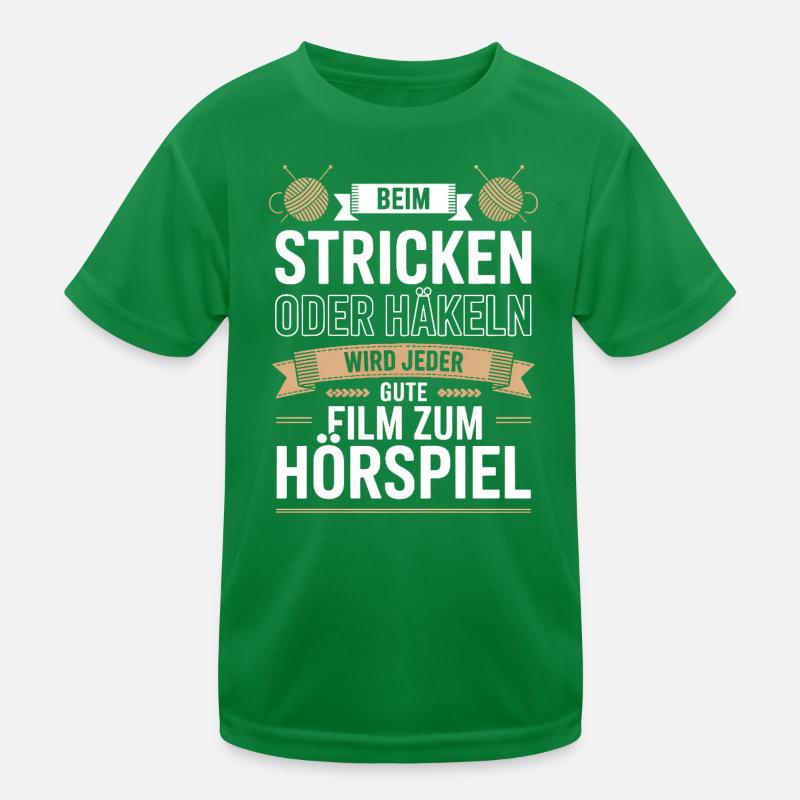 Beim Stricken oder Häkeln Filmhörspiel Kinder Funktions-T-Shirt