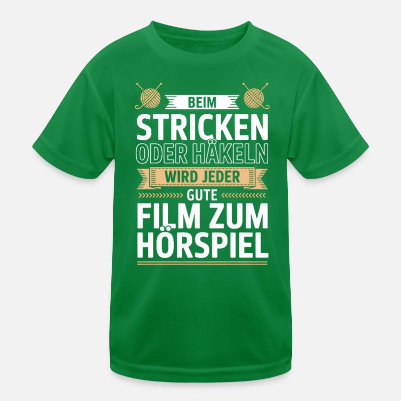 Beim Stricken oder Häkeln Hörspiel Kinder Funktions-T-Shirt