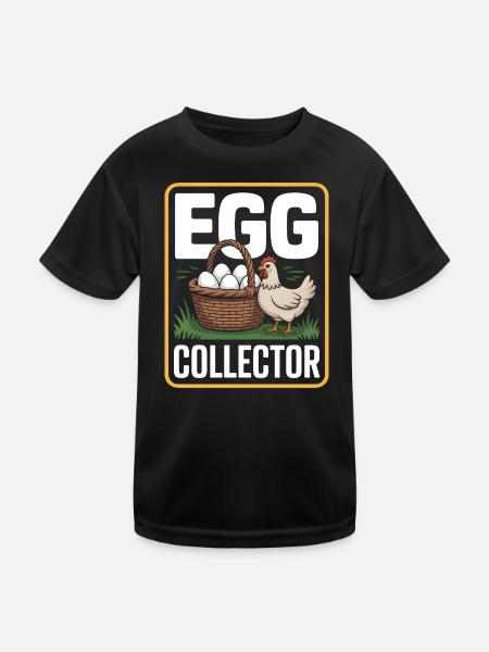 Eggs Collector Hühnerhalter Huhn - Kinder Funktions-T-Shirt - Schwarz - Vorne