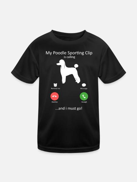 Poodle Incoming Call Funny Phone Interface Art - Kids Functional T-Shirt - black - Front