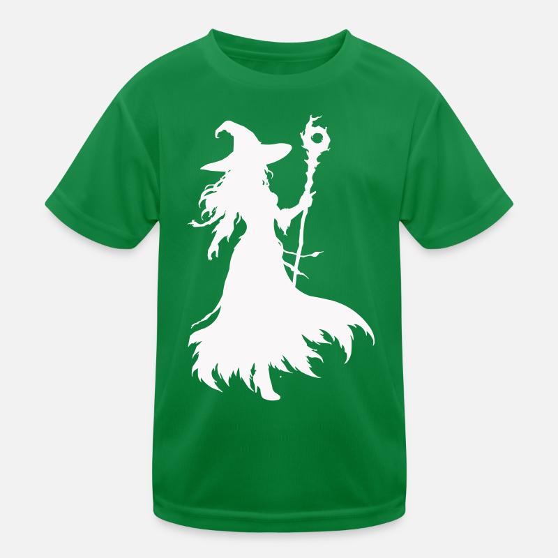 Hexen Silhouette mit Stab Kinder Funktions-T-Shirt