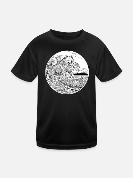 Eurasier | Fluffy Wave - Kinder Funktions-T-Shirt - Schwarz - Vorne