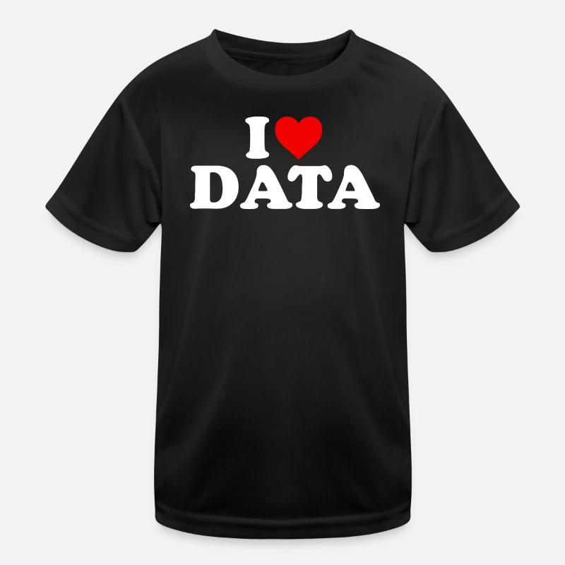Ich liebe Daten – Herz - Kinder Funktions-T-Shirt - Schwarz